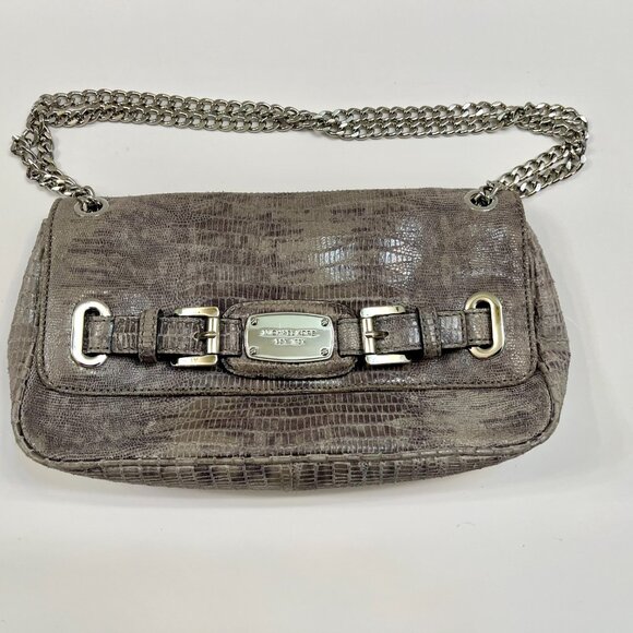 Michael Kors Vintage- Soft Suede Like - Snake / Animal Print Bag- Gray- EC - Picture 7 of 13